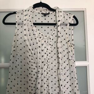 Brooks Brothers sheer polka dot blouse.
